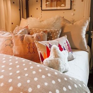 Crate and Barrel polka dot duvet and pillow covers
